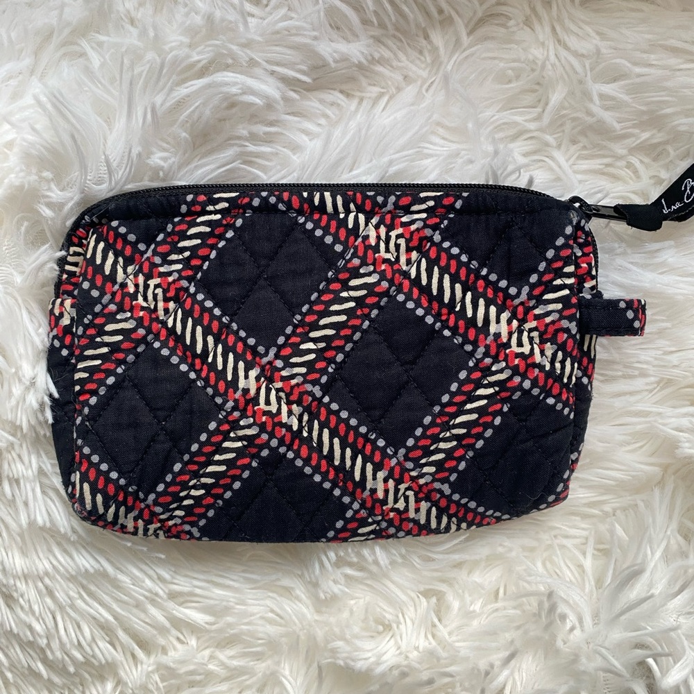 Vera Bradley Cosmetic Case Minsk Plaid Red Black White